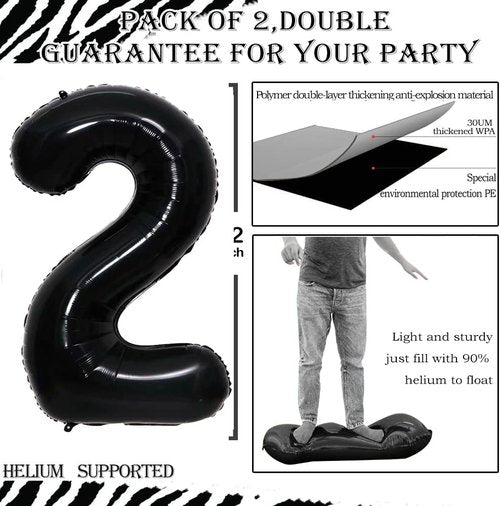 GOER Jumbo 29 Inch Black Foil Balloons - Perfect for 29th Birthday Party Decorations