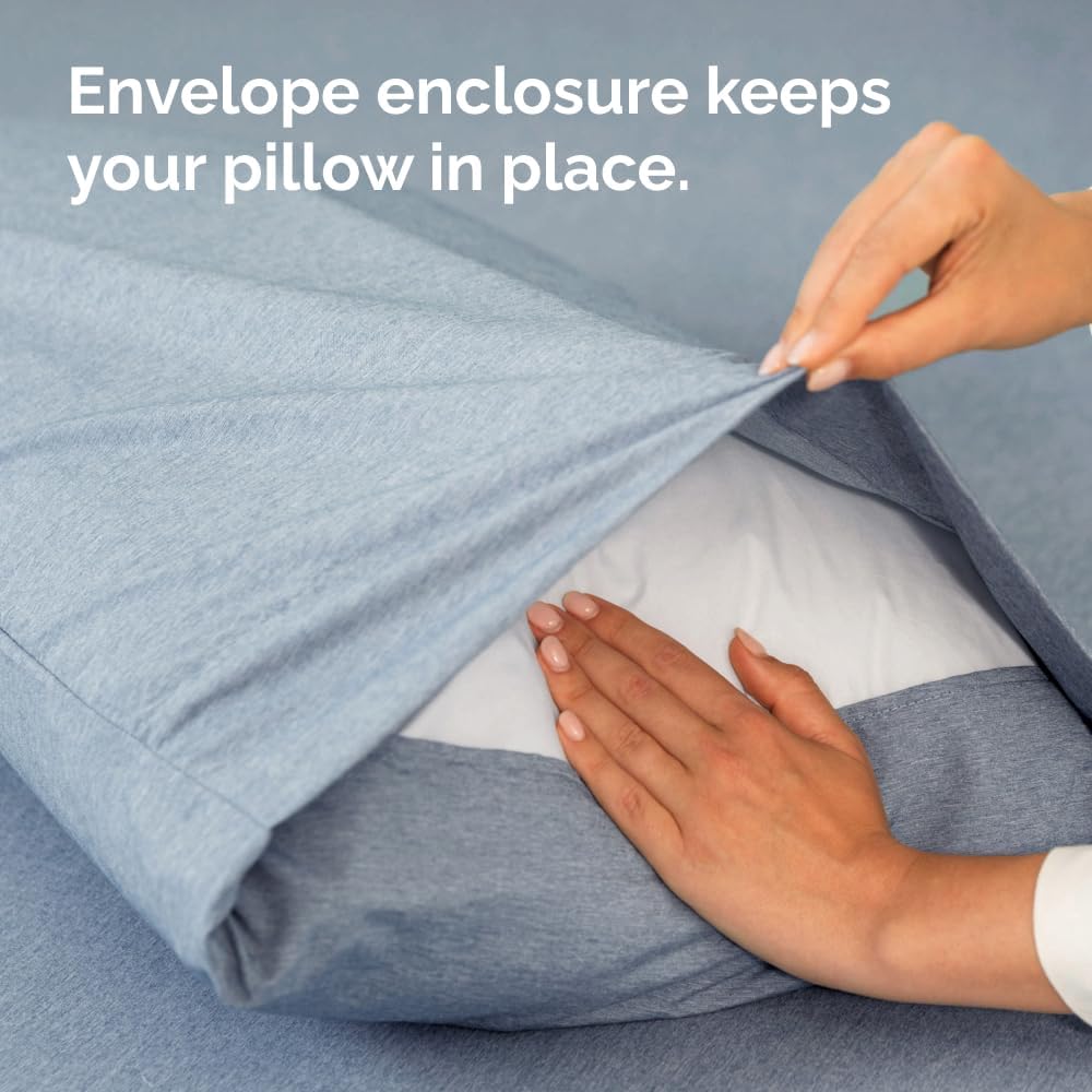 Skiennix Queen Pillow Cases Set of 4 - Ultra Soft Hotel Quality - Wrinkle Free & Fade Resistant - Heathered Blue