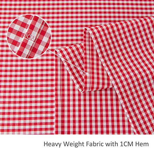 Heavy Weight Checkered Waterproof & Wrinkle-Resistant Tablecloth 120 x 60 Inch Red & White