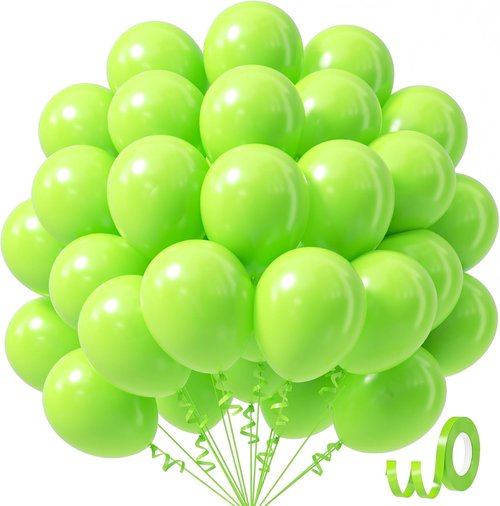 Awenztech Lime Green Balloons - 12 Inch Latex Balloons | 50 Pack for Baby Shower & Birthday Party Decor