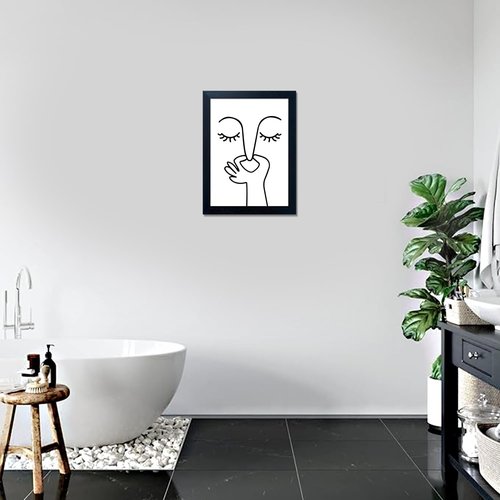 AIANHUA Black and White Bathroom Decor - Humorous Canvas Print for Modern Minimalistic Walls | Funny Guest Toilet Art