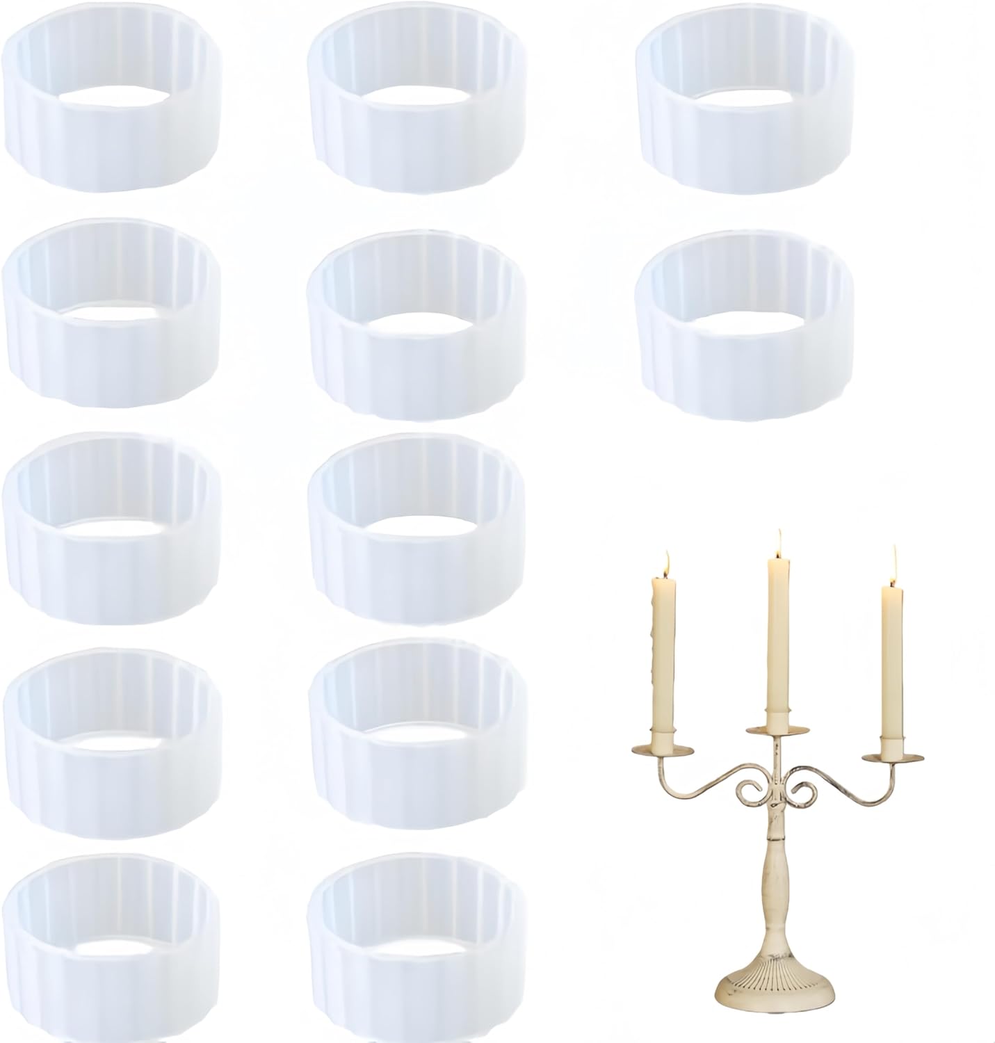 Rubber Candle Hugger | 12 Pcs Taper Candle Grips - Keep Candles Upright and Secure