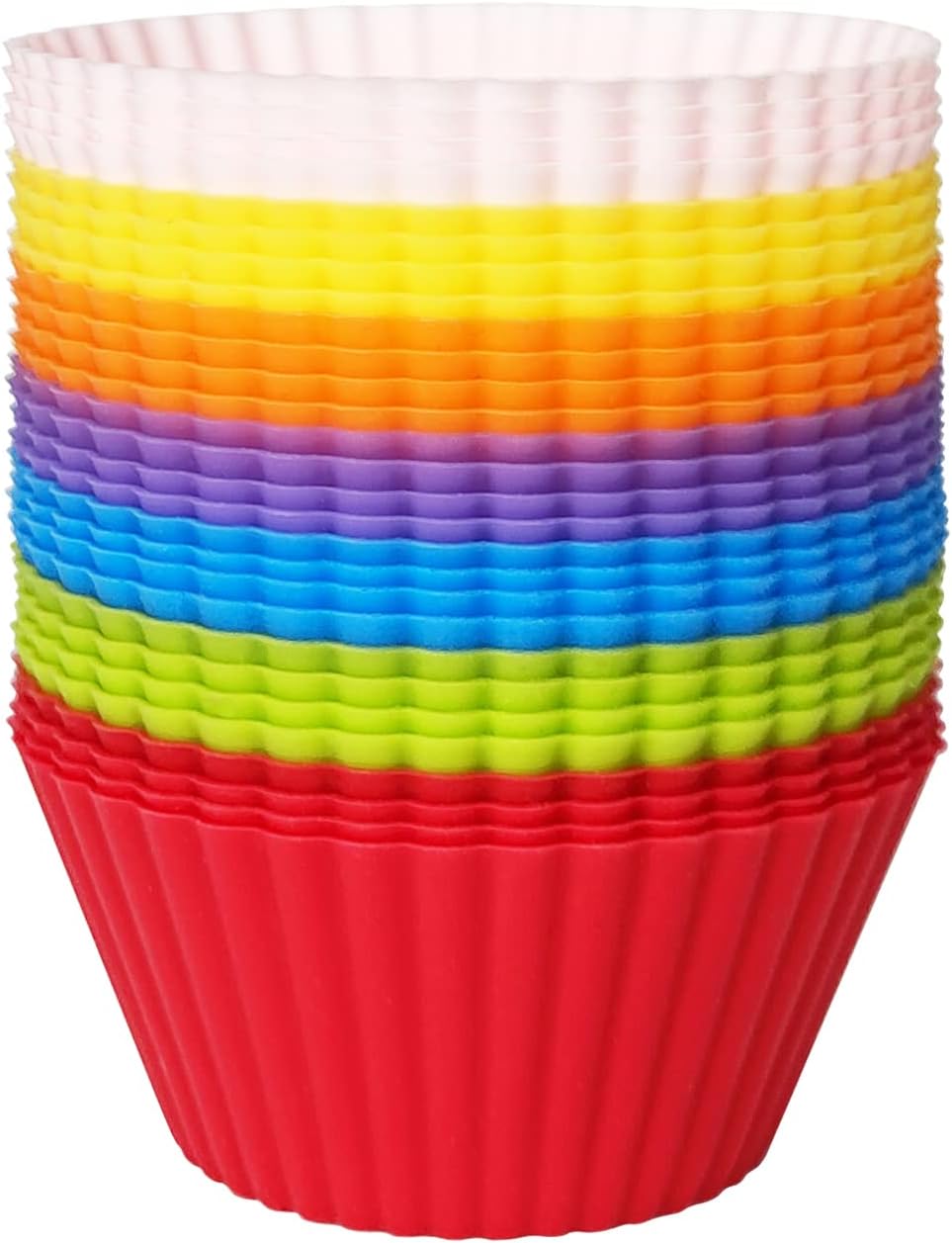 Skiennix Silicone Baking Cups - 28 Pack Reusable Muffin Molds in 7 Colors | 2.64 Inches Non-Stick Design