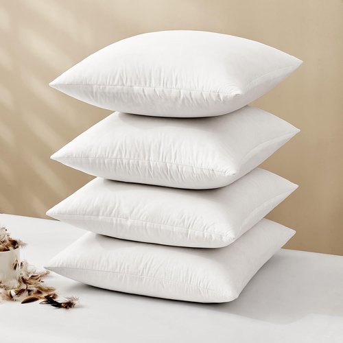 MIULEE Pillow Inserts - 18x18 Premium Down Feather Throw Pillows | Pack of 4, White Cotton Fabric for Sofa & Couch