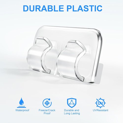 Hetyue Heavy Duty Light Hooks - 66Pcs Waterproof Adhesive Clips for Outdoor String Lights | Clear Cord Holders