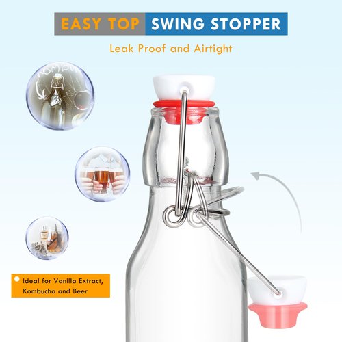 YEBODA 4oz Swing Top Glass Bottles,Small Flip Top Glass bottles with airtight Caps for Home Brewing,Kombucha,2nd Fermentation,Kefir,Beverages,Soda,Oils,Vinegar,Limoncello,Vanilla extract 9 Pack