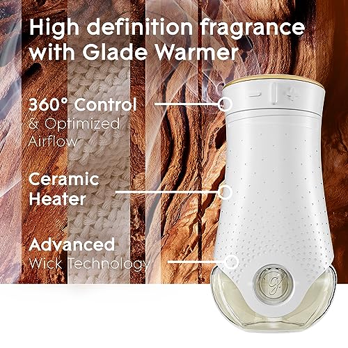 Glade PlugIns Refills Air Freshener Starter Kit, Scented and Essential Oils for Home and Bathroom, Cashmere Woods, 3.35 Fl Oz, 1 Warmer + 5 Refills