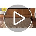 Scalloped Kitchen Rugs and Mats Set, 2-Piece Non-Slip Washable Taupe Rug
