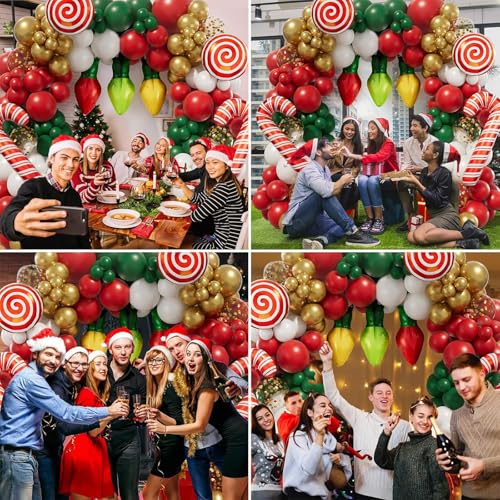 Christmas Balloon Arch Kit 153PCS Red Green White Gold Holiday Decorations