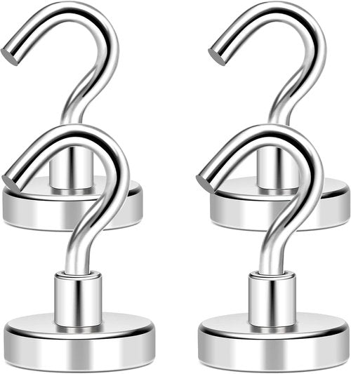 MIKEDE Heavy Duty Magnetic Hooks - 50Lbs+ Neodymium Strength for Cruise Cabins & Storage | Pack of 4