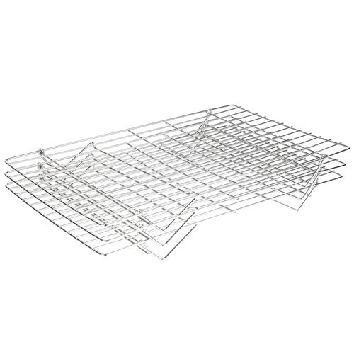 Restaurantware Met Lux 15.7 x 9.8 x 8.3 Inch Wire Baking Rack Set 1 Dishwashable Oven Wire Rack Set - 3-Tier Design Oven-Ready Up To 575F Stainless Steel Cooling Rack Set With Collapsible Feet