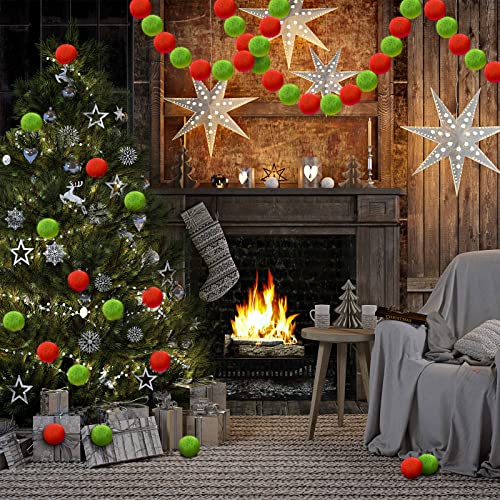 Willbond 60 Pcs Lime Green Red Furry Christmas Ornaments 2" Tree