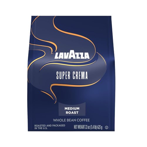 Lavazza Super Crema Whole Bean Coffee - Medium Espresso Roast, Arabica & Robusta Blend, 22 oz Bag