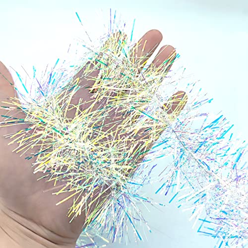 36ft Iridescent Christmas Tinsel Garland - Holiday Tree Decor Streamers
