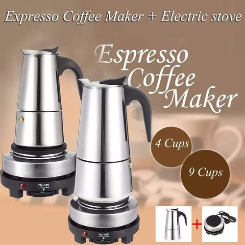 MINGBWUTANG 200/450ml Portable Espresso Coffee Maker Moka Pot Stainless Steel with Electric stove Filter Percolator Coffee Brewer Kettle Pot (450ml)