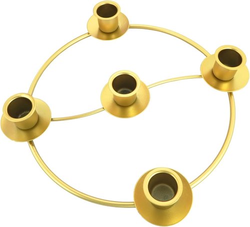 Gold Advent Candle Holder - 5-Spot Wreath Design for Elegant Christmas Home & Church Decor