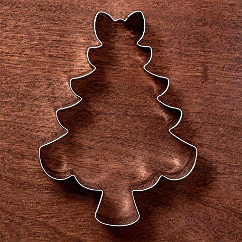 Christmas Tree Cookie Cutter with Bow - Food Safe Stainless Steel, 3.4 x 4.5 inches