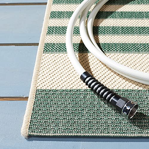 SAFAVIEH Courtyard Collection 2' x 3'7" Beige/Dark Green CY6062 Nautical Coastal Stripe Indoor/ Outside Waterproof Easy cleansingPatio Backyard Mudroom Accent Mat