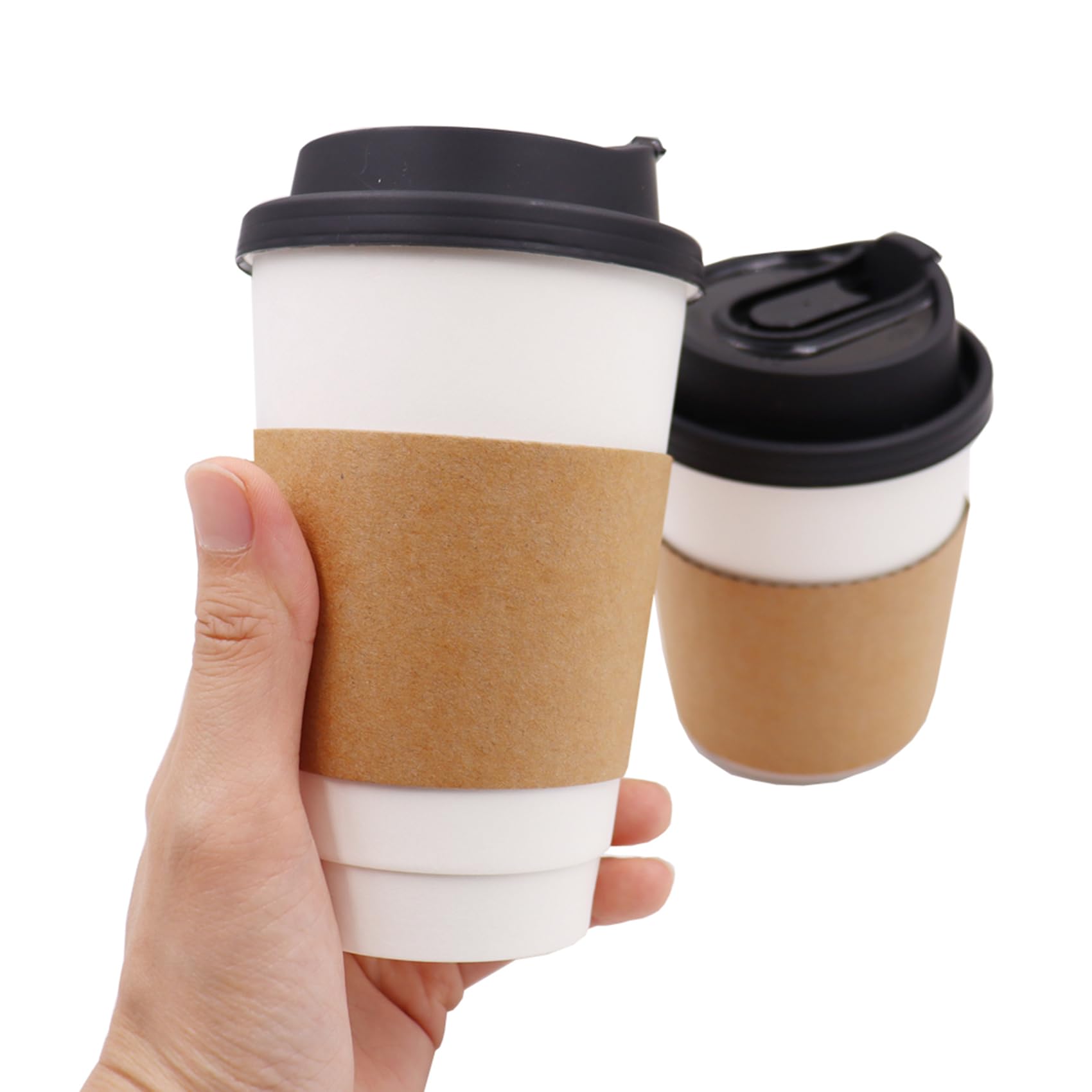 EchoDone 8 oz Disposable Coffee Cup Sleeves for Hot Drinks Paper Corrugated Cup Jackets 200 Count (Without Cups)