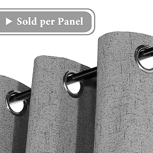 H.VERSAILTEX 100% Blackout Curtain for Bedroom 84 Inches Long Grommet Linen Face Full Light Blocking Curtain Drape for Living Room Thermal Insulated Linen Look Curtain 1 Panel, 52" W x 84" L, Dove