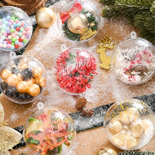 24 Pcs Clear Fillable Christmas Ornament Balls — 3.15 inch, Plastic DIY Set (Variation: 24p-clear Ornament) by Golibra