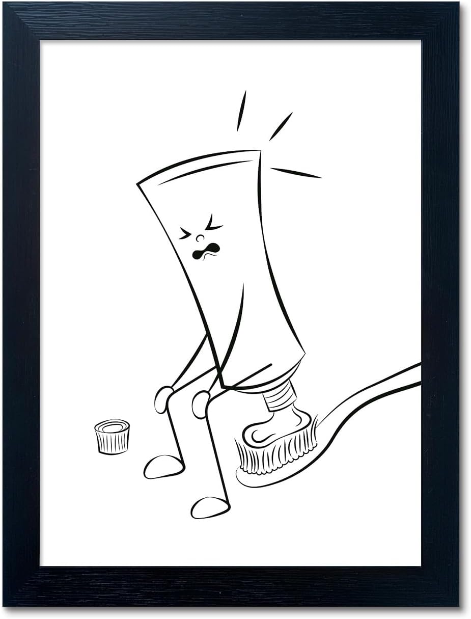 Regine Switzerland Black and White Bathroom Wall Decor - Funny Toilet Canvas Print | Minimalist Humor Art