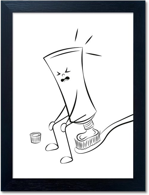 Framed Funny Bathroom Wall Art - Black and White Toilet Decor | Minimalist Humor Canvas Print