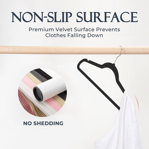 HOUSE DAY Black Velvet Hangers - 60 Pack with Tie Bar | Ivory Velvet Hangers - 20 Pack