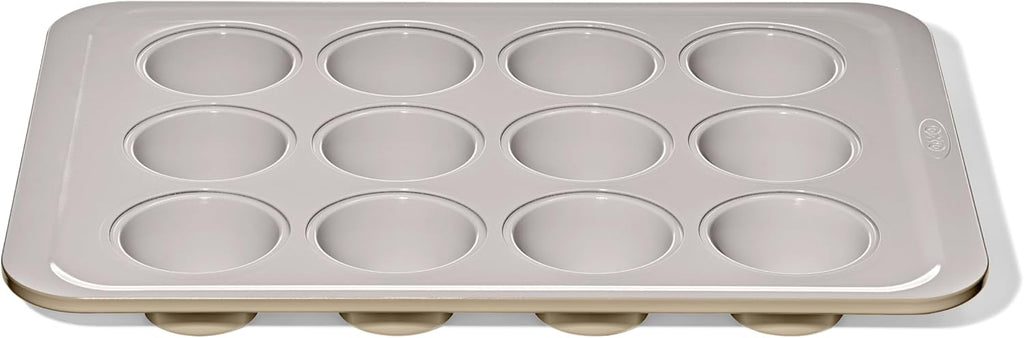 OXO Good Grips 12-Cup Non-Stick Muffin Pan - Ceramic Coated Metal Bakeware for Perfect Biscuits