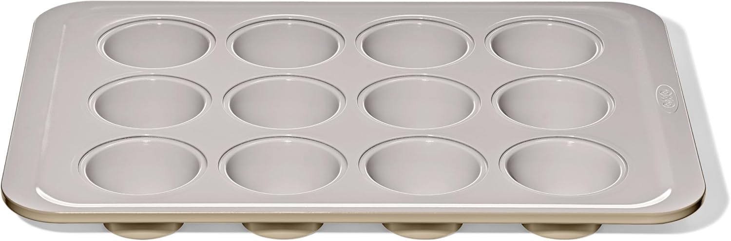 OXO Good Grips 12-Cup Non-Stick Muffin Pan - Ceramic Coated Metal Bakeware for Perfect Biscuits