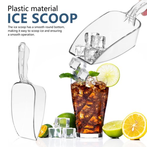 Kichvoe 2Pcs Ice Scoop for Freezer - Clear Plastic Food Scoops - Popcorn Scooper Multi-Purpose for Pet Food Candy Sugar Coffee Grounds