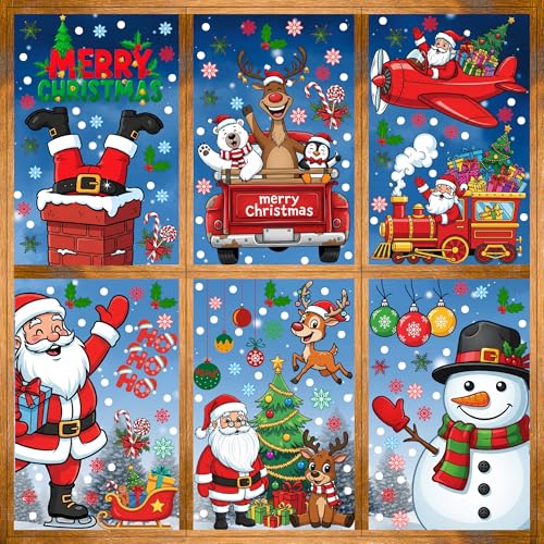 Christmas Window Clings Stickers - 350 Pcs Holiday Decals for Indoor & Outdoor