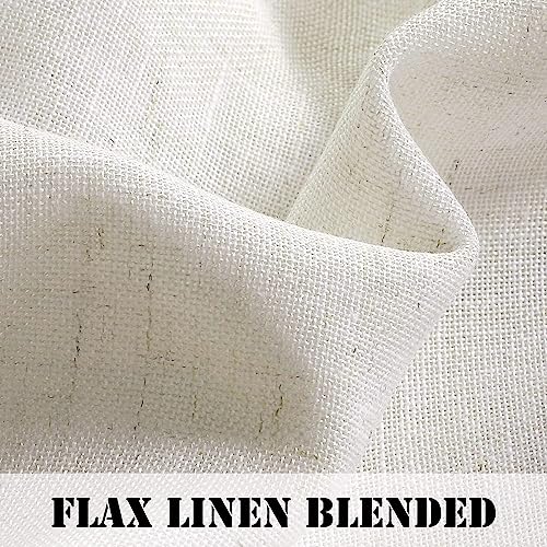 H.VERSAILTEX 2 Pack Ultra Luxurious Solid High Woven Linen Elegant Semi Sheer Curtains 7 Tab Top Breathable and Airy Drapes for Bedroom/Living Room - 52 by 96 Inch, Set 2 Panels, Heathered Natural