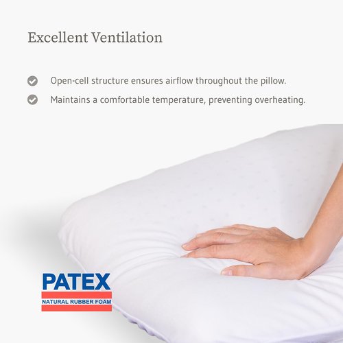 PATEX Classic Natural Latex Pillow – Medium Height Orthopedic Support – 100% Natural Latex – Hypoallergenic, Breathable & Eco-Friendly – Made in Thailand – Limited Stock