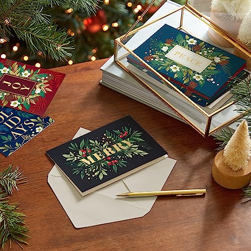 Hallmark Bulk Boxed Christmas Card Assortment, Elegant Jewel-Tone Floral Assortment (72 Cards and Envelopes)