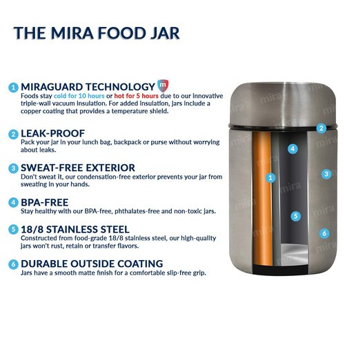 MIRA 9oz Insulated Food Jar Thermo for Hot Food & Soup, Compact Stainless Steel Vacuum Lunch Container - Lilac