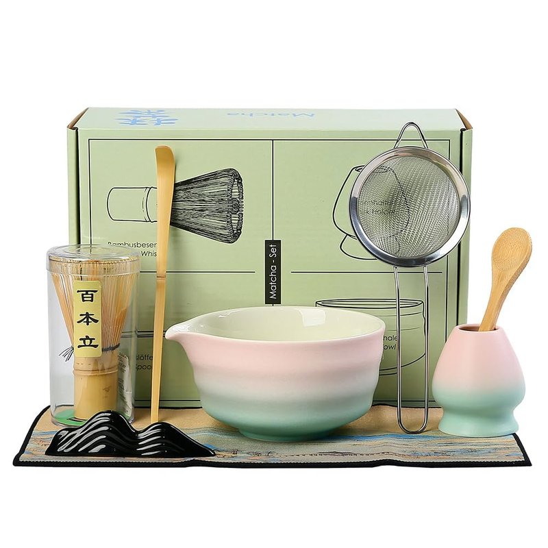 7matcha whisk set - 1Matcha Bowl ，1 matcha whisk, 8pcs matcha kit Gradient matcha set