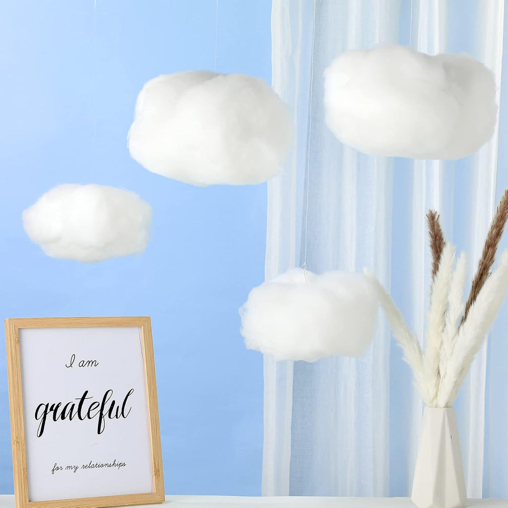 Tatuo 6 Pcs Artificial Hanging Clouds - 3D Imitation Cotton Room Decor for Halloween & Weddings
