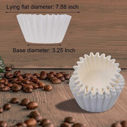 Coffee Filters | 100 Count White Disposable Basket Filters for 8-12 Cup Coffee Makers - 7.875 x 3.25 Inch