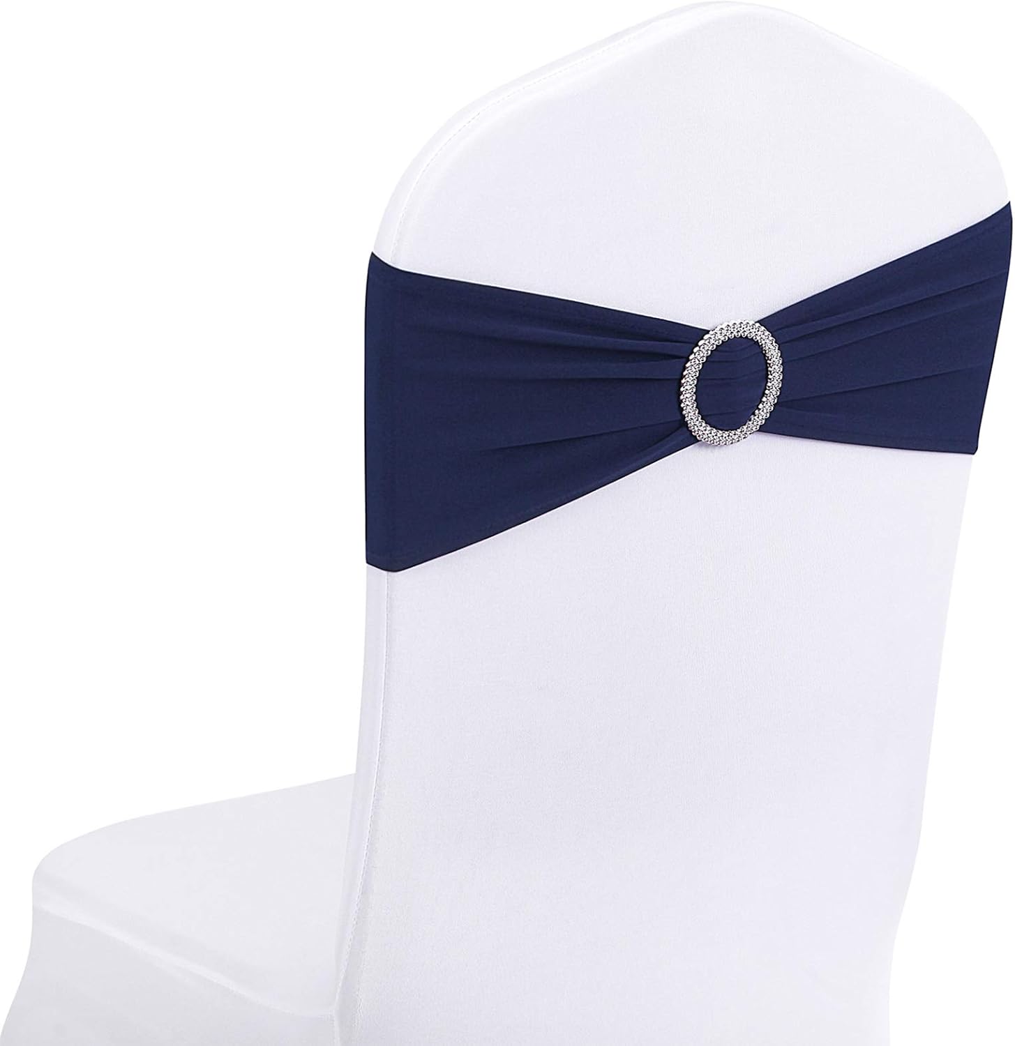 Peomeise Navy Spandex Chair Sashes - 25pcs with Buckle Slider for Wedding & Party Decor