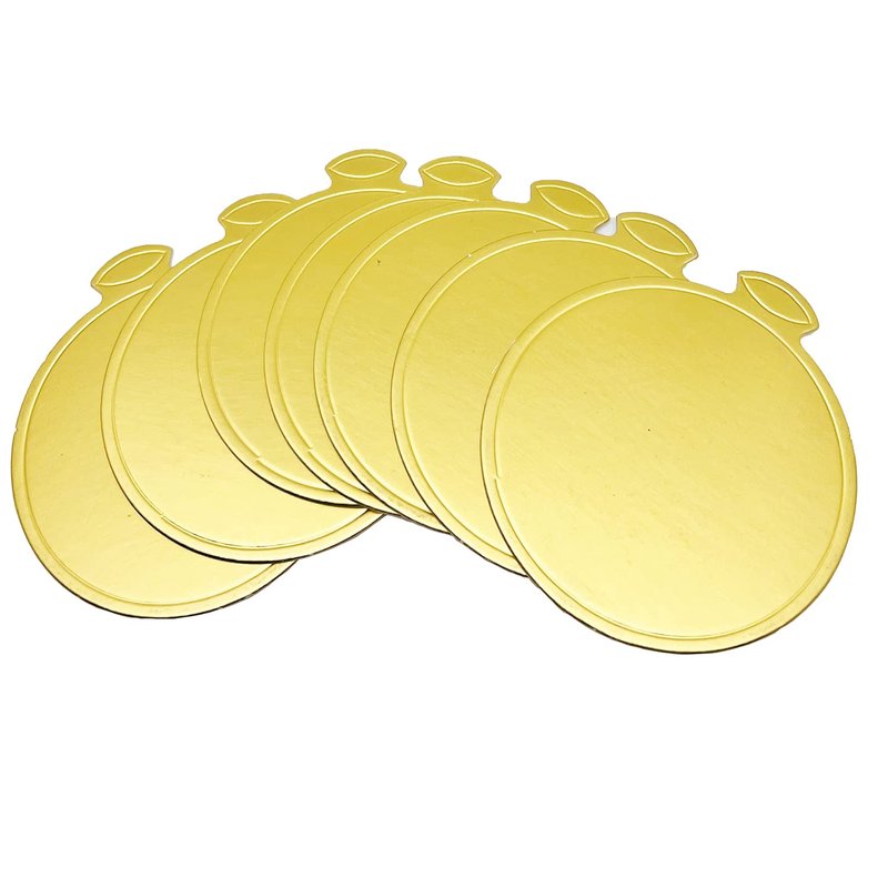 200pcs Mini Cake Boards, 3.1" Mini Round Cardboard, Mousse Cupcake Base for Cake Dessert, Golden