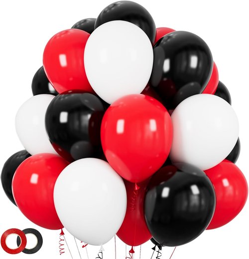 Matte Black & Red Balloons by [Brand Name] - 100 Pack 12-Inch Latex Balloons for Birthday & Graduation Decor