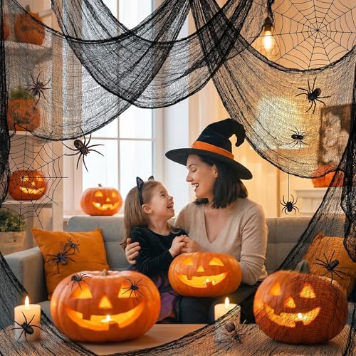 Cyantor 5Pcs Halloween Creepy Cloth Black 30x72 Inch Spooky Fabric