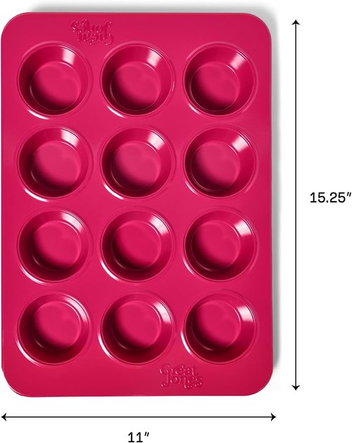 Great Jones Stud Muffin Pan - Nonstick 12-Cup Muffin Pan in Raspberry | Chemical-Free & Oven-Safe to 450°F