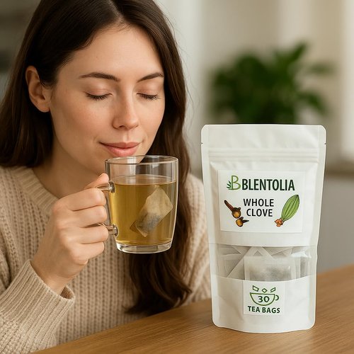 Blentolia Whole Clove – 30 Herbal Tea Bags – Warming & Aromatic Spice Tea – 100% Natural – Caffeine-Free – Immune & Digestive Support – Herbal Clove Infusion