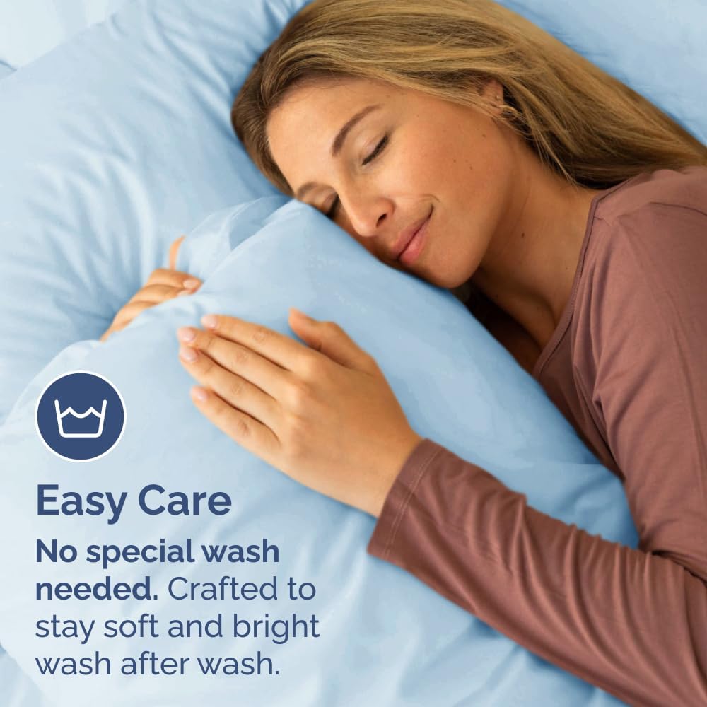 Skiennix Queen Pillow Cases Set of 4 | Ultra Soft Hotel Quality, Wrinkle-Free & Fade Resistant - Sky Blue