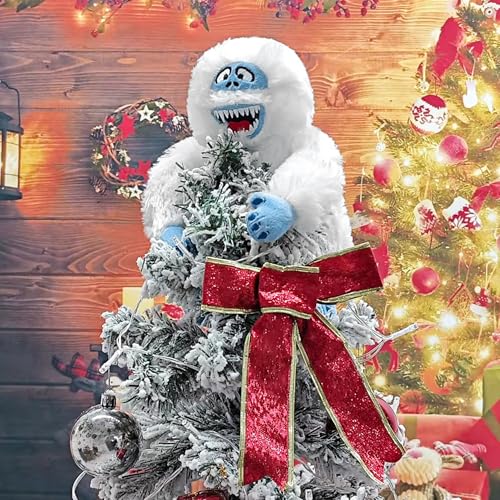 TRURENDI 23cm White Christmas Tree Topper Snowman Plush Holiday Decoration