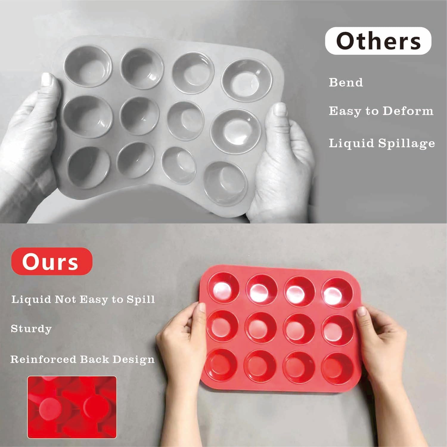 Saphe Silicone Muffin Pans - Nonstick 7-Cup Baking Molds for Egg Bites, Muffins & Cupcakes | 2-Pack Set