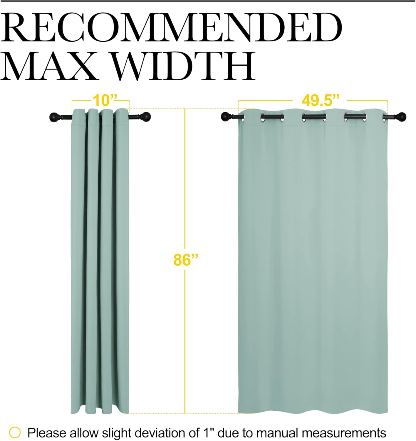 NICETOWN Aqua Blue Blackout Curtains - Sound Reducing Heat & Cold Block | 86" Long, 55" Wide, 2 Pieces