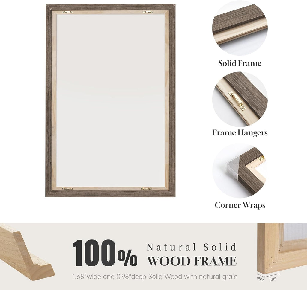 Regine Switzerland Framed Vintage Tree Sketch Set - Rustic Antique Brown Canvas Wall Art | 16x24 In